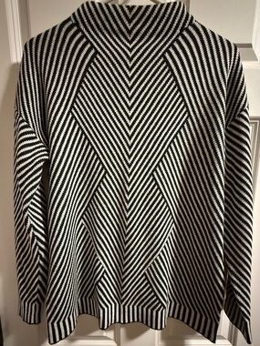Baltic Born Black and White Chevron Turtleneck Sweater